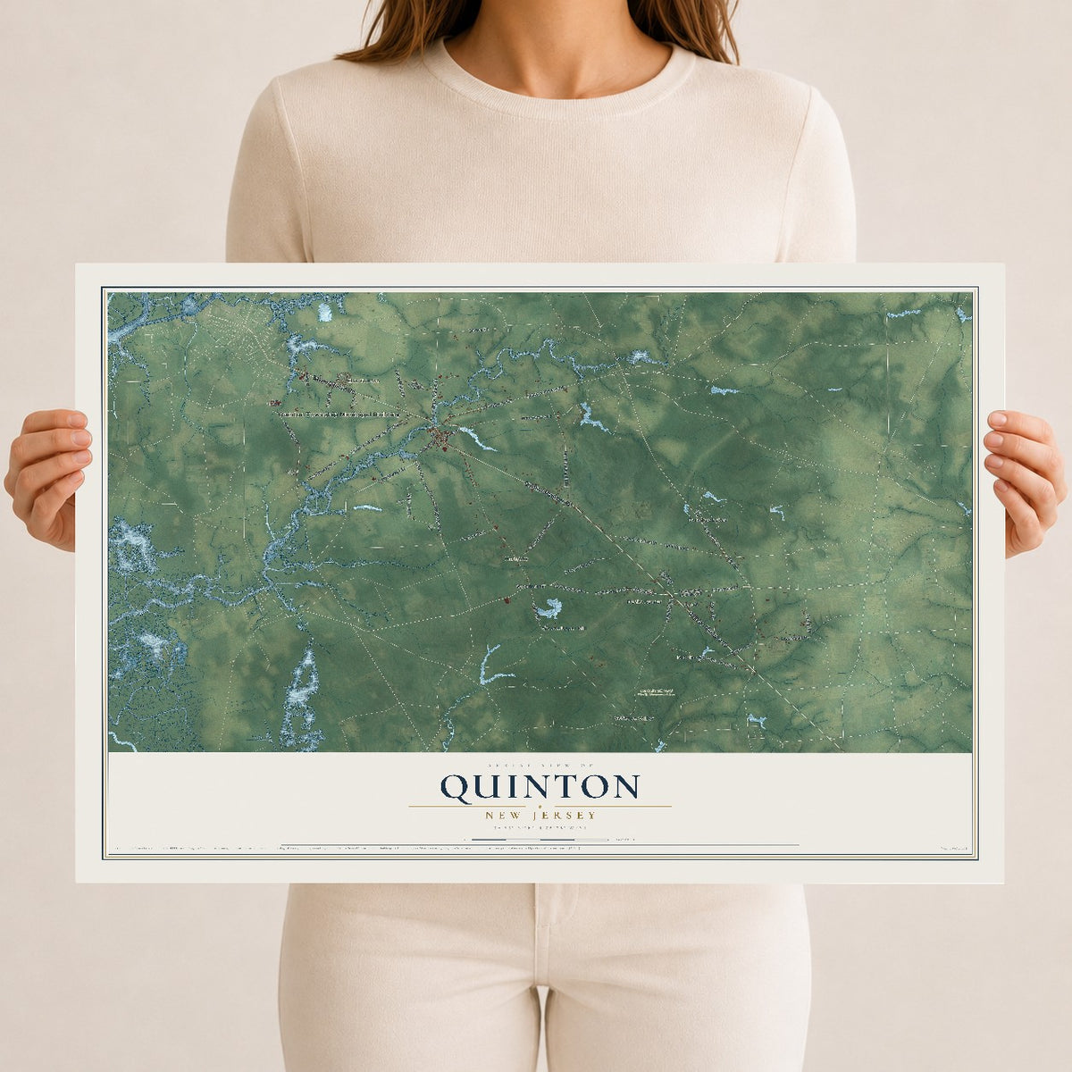 Quinton, New Jersey map print, 12" x 18" Archival Matte Print mockup