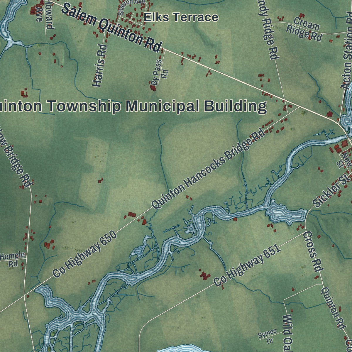 Close-up 2 of the Quinton, New Jersey map artwork