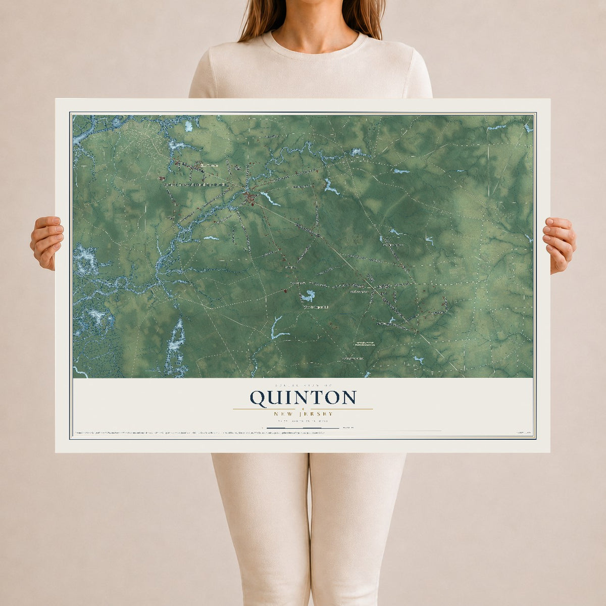 Quinton, New Jersey map print, 24" x 36" Archival Matte Print mockup
