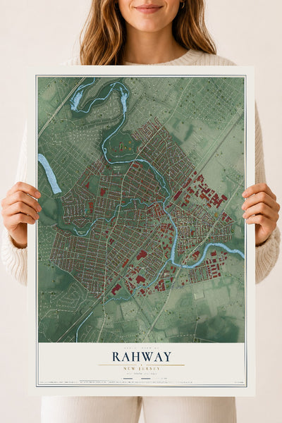 Rahway, New Jersey map print, 18" x 24" Archival Matte Print mockup
