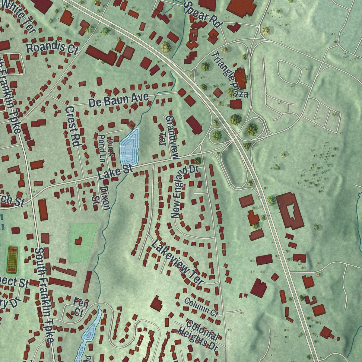 Close-up 1 of the Ramsey, New Jersey map artwork