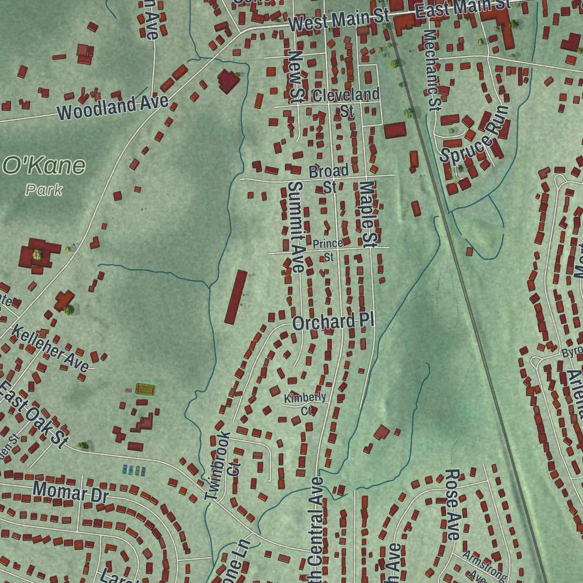 Close-up 2 of the Ramsey, New Jersey map artwork