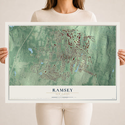 Ramsey, New Jersey map print, 18" x 24" Archival Matte Print mockup