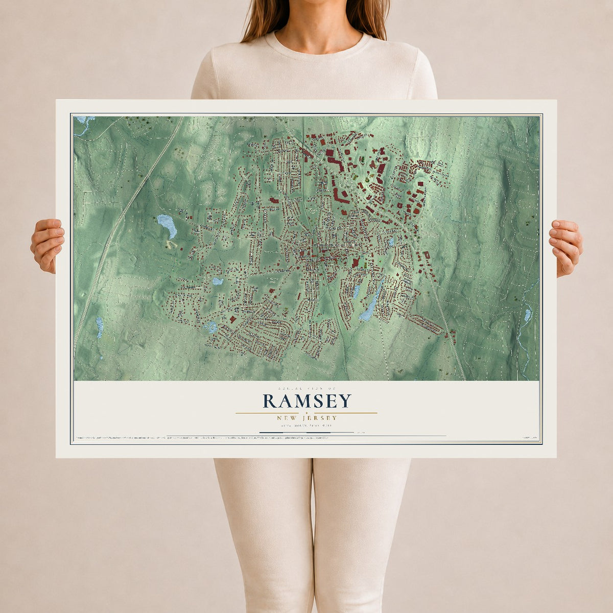 Ramsey, New Jersey map print, 24" x 36" Archival Matte Print mockup