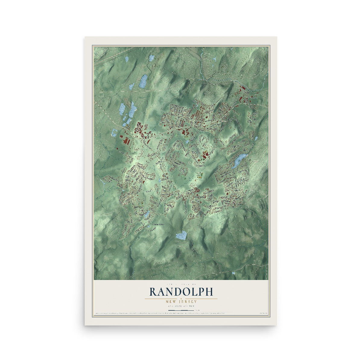 Randolph, New Jersey map print, 12" x 18" Archival Matte Print mockup