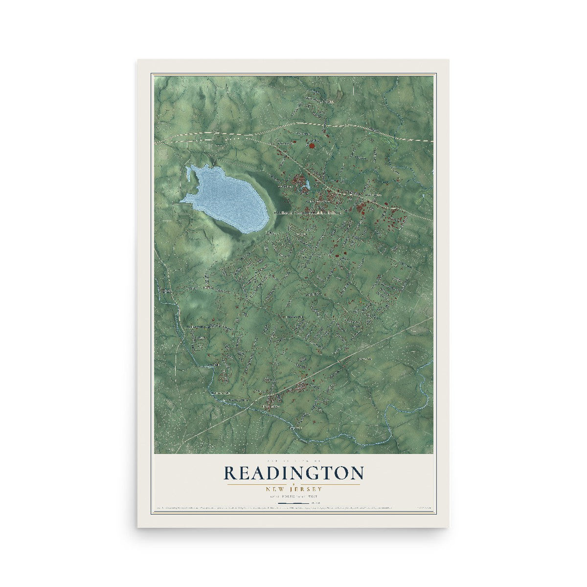 Readington, New Jersey map print, 12" x 18" Archival Matte Print mockup