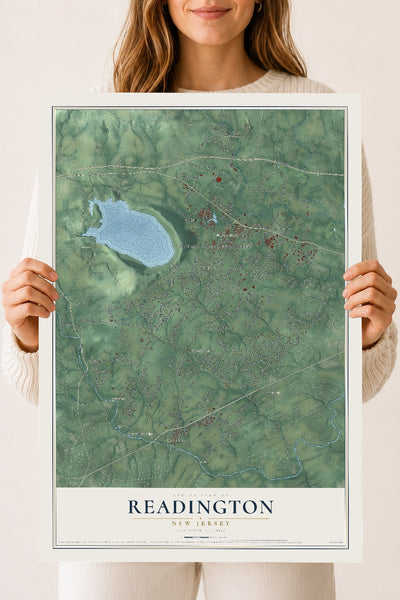 Readington, New Jersey map print, 18" x 24" Archival Matte Print mockup