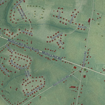 Close-up of the map of Richwood, New Jersey print showing street and building detail