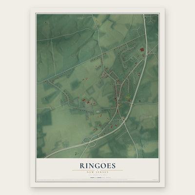 Ringoes, New Jersey map print, the full design