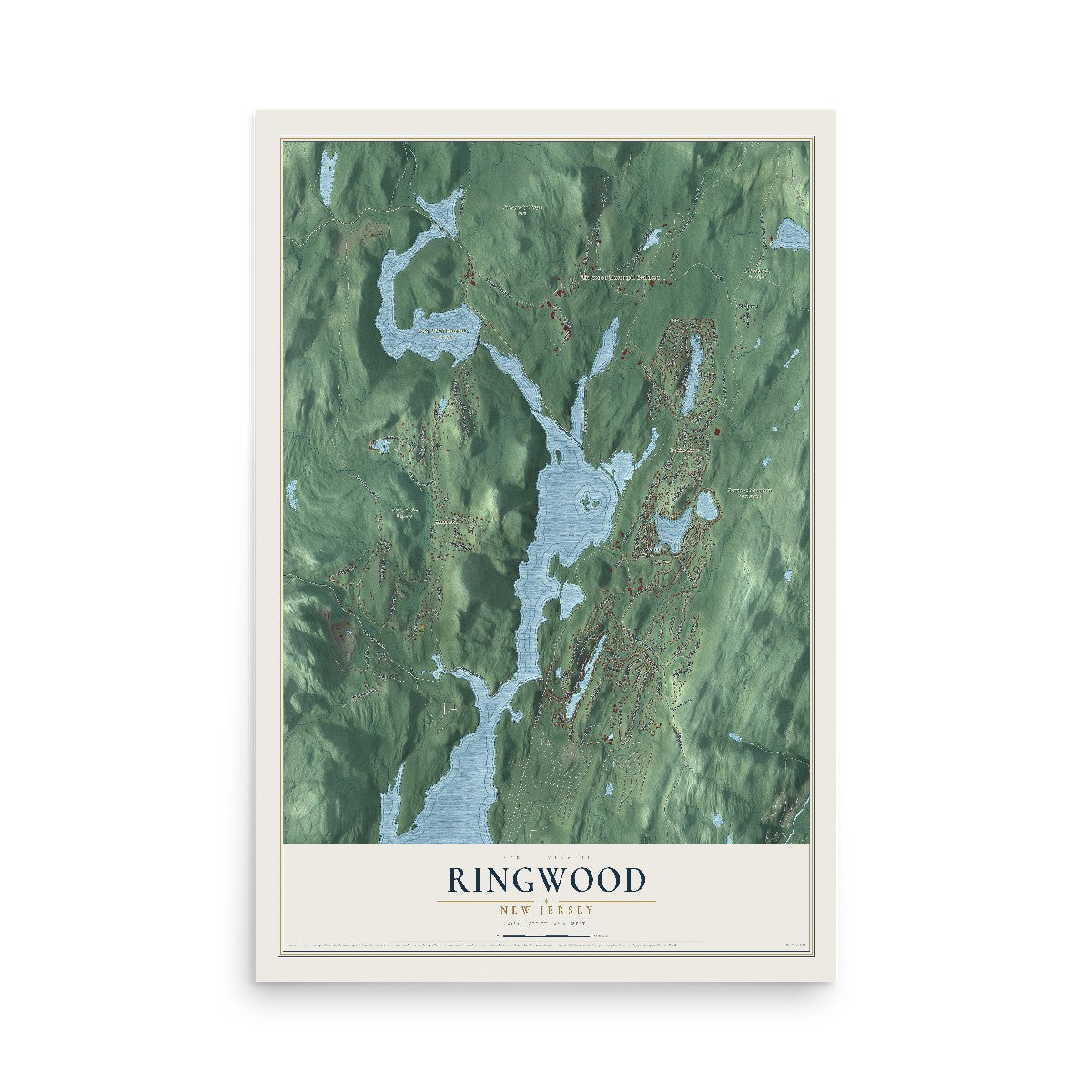 Map of Ringwood, New Jersey, 12 x 18 inch unframed archival matte print