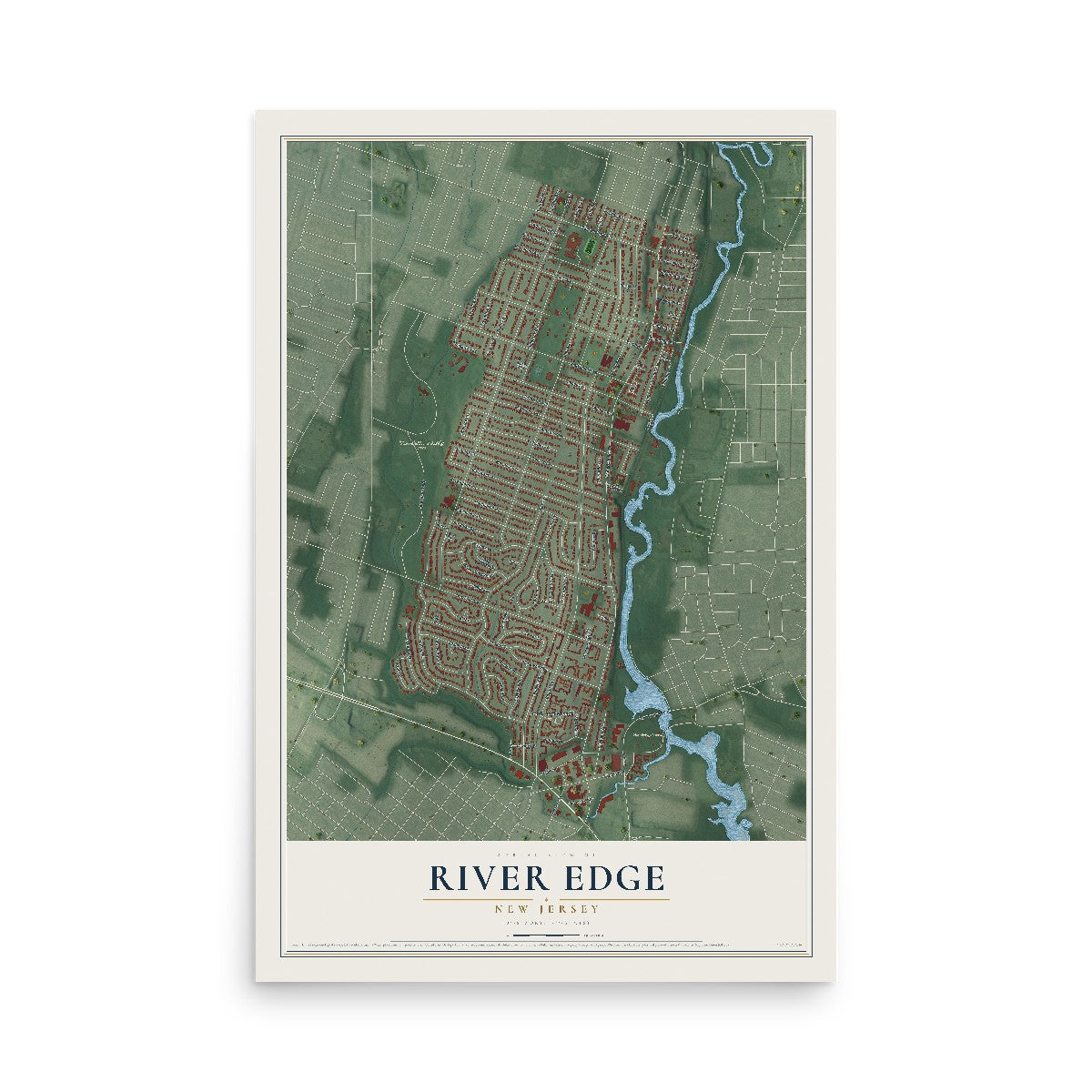 River Edge, New Jersey map print, 12" x 18" Archival Matte Print mockup