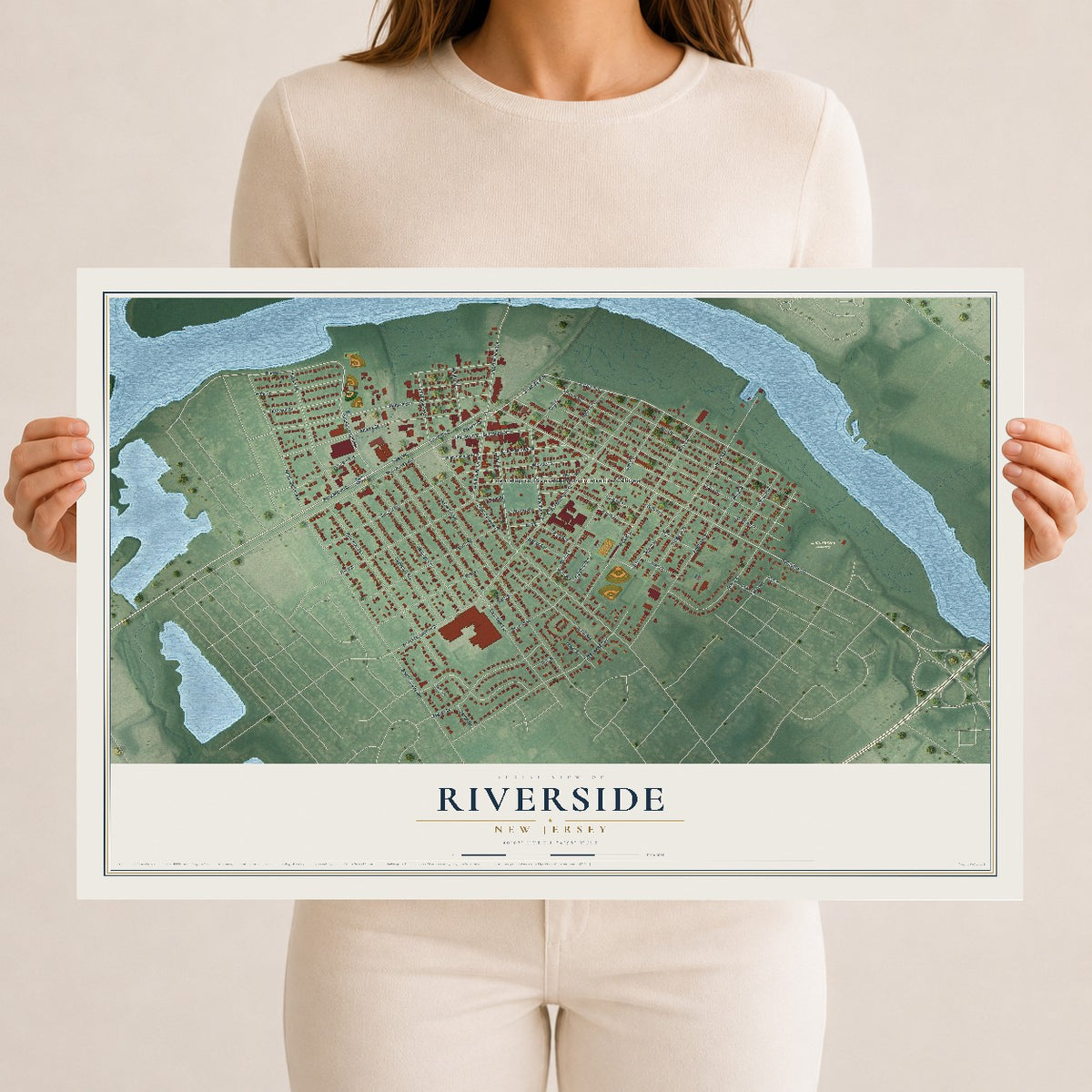Riverside, New Jersey map print, 12" x 18" Archival Matte Print mockup