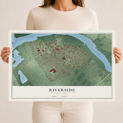 Riverside, New Jersey map print, 12" x 18" Archival Matte Print mockup