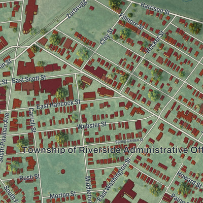 Close-up 1 of the Riverside, New Jersey map artwork