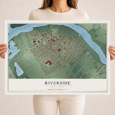 Riverside, New Jersey map print, 18" x 24" Archival Matte Print mockup