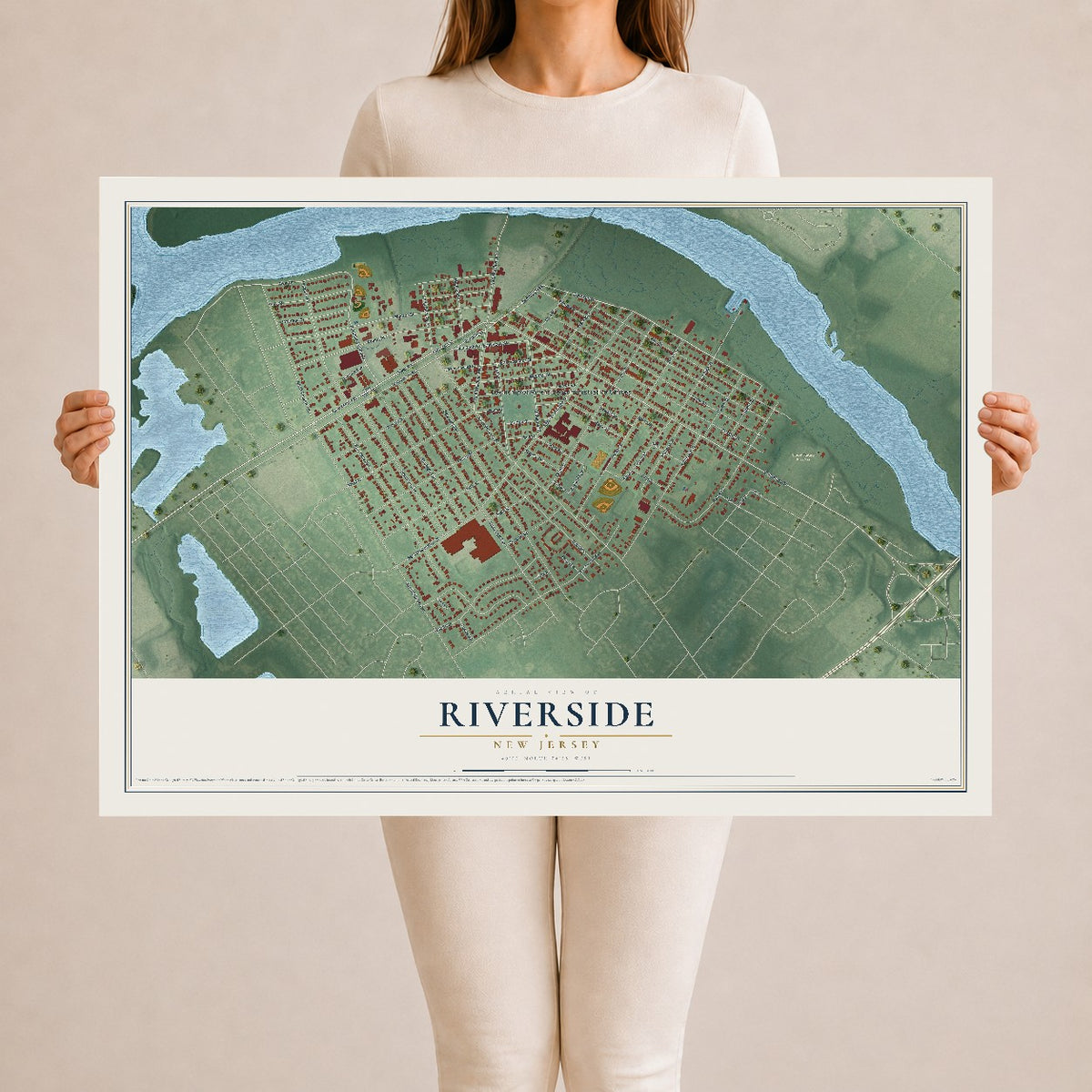 Riverside, New Jersey map print, 24" x 36" Archival Matte Print mockup