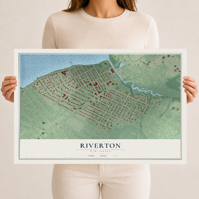 Riverton, New Jersey map print, 12" x 18" Archival Matte Print mockup