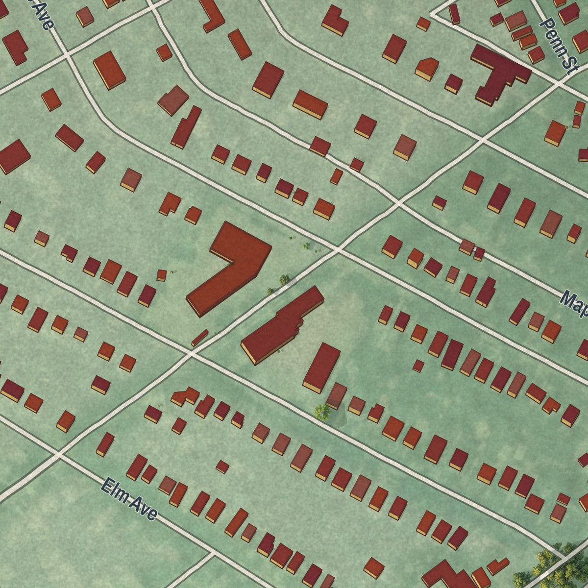 Close-up 2 of the Riverton, New Jersey map artwork