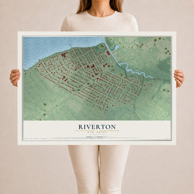 Riverton, New Jersey map print, 24" x 36" Archival Matte Print mockup