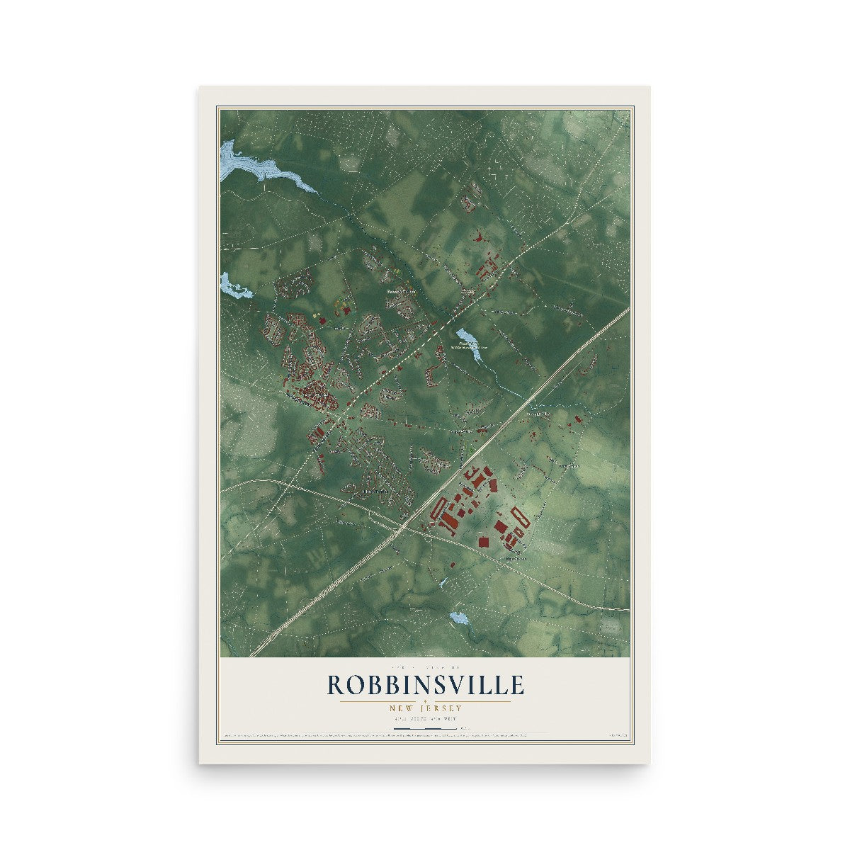 Robbinsville, New Jersey map print, 12" x 18" Archival Matte Print mockup
