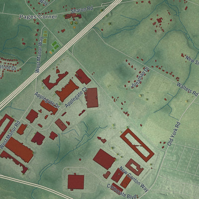 Close-up 2 of the Robbinsville, New Jersey map artwork