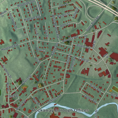 Close-up 1 of the Borough of Rockaway, New Jersey map artwork