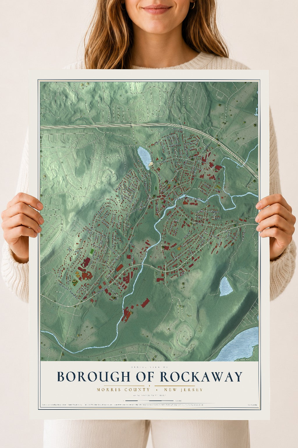 Borough of Rockaway, New Jersey map print, 18" x 24" Archival Matte Print mockup