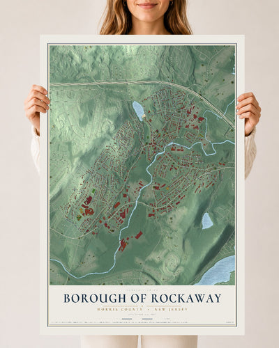 Borough of Rockaway, New Jersey map print, 24" x 36" Archival Matte Print mockup