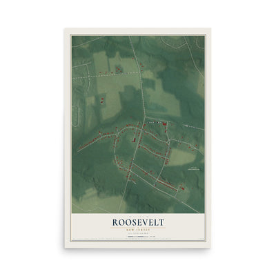 Roosevelt, New Jersey map print, 12" x 18" Archival Matte Print mockup