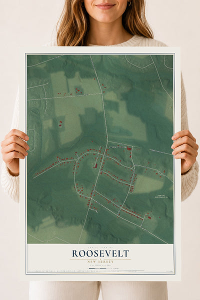 Roosevelt, New Jersey map print, 18" x 24" Archival Matte Print mockup