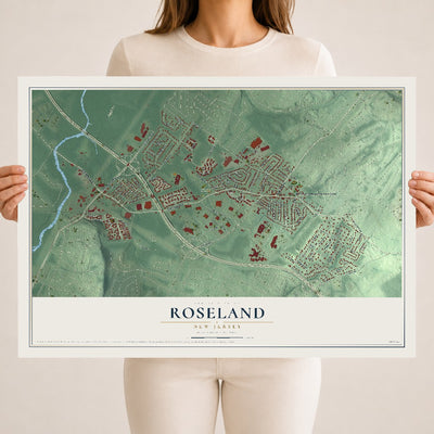 Roseland, New Jersey map print, 18" x 24" Archival Matte Print mockup