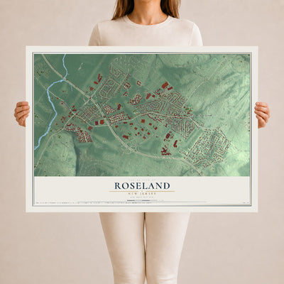 Roseland, New Jersey map print, 24" x 36" Archival Matte Print mockup