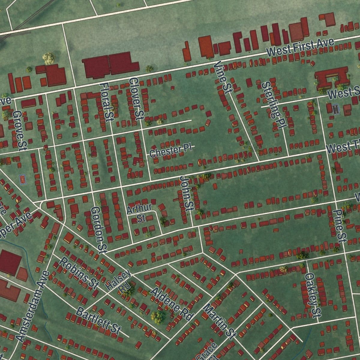 Close-up 1 of the Roselle, New Jersey map artwork