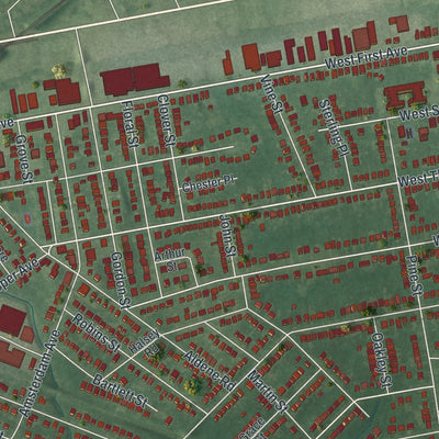 Close-up 1 of the Roselle, New Jersey map artwork