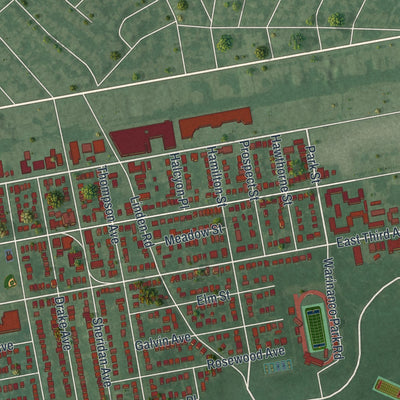 Close-up 2 of the Roselle, New Jersey map artwork