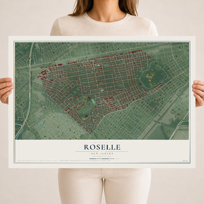 Roselle, New Jersey map print, 18" x 24" Archival Matte Print mockup