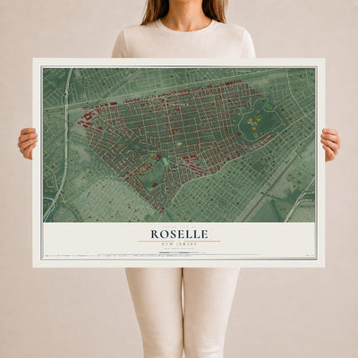 Roselle, New Jersey map print, 24" x 36" Archival Matte Print mockup