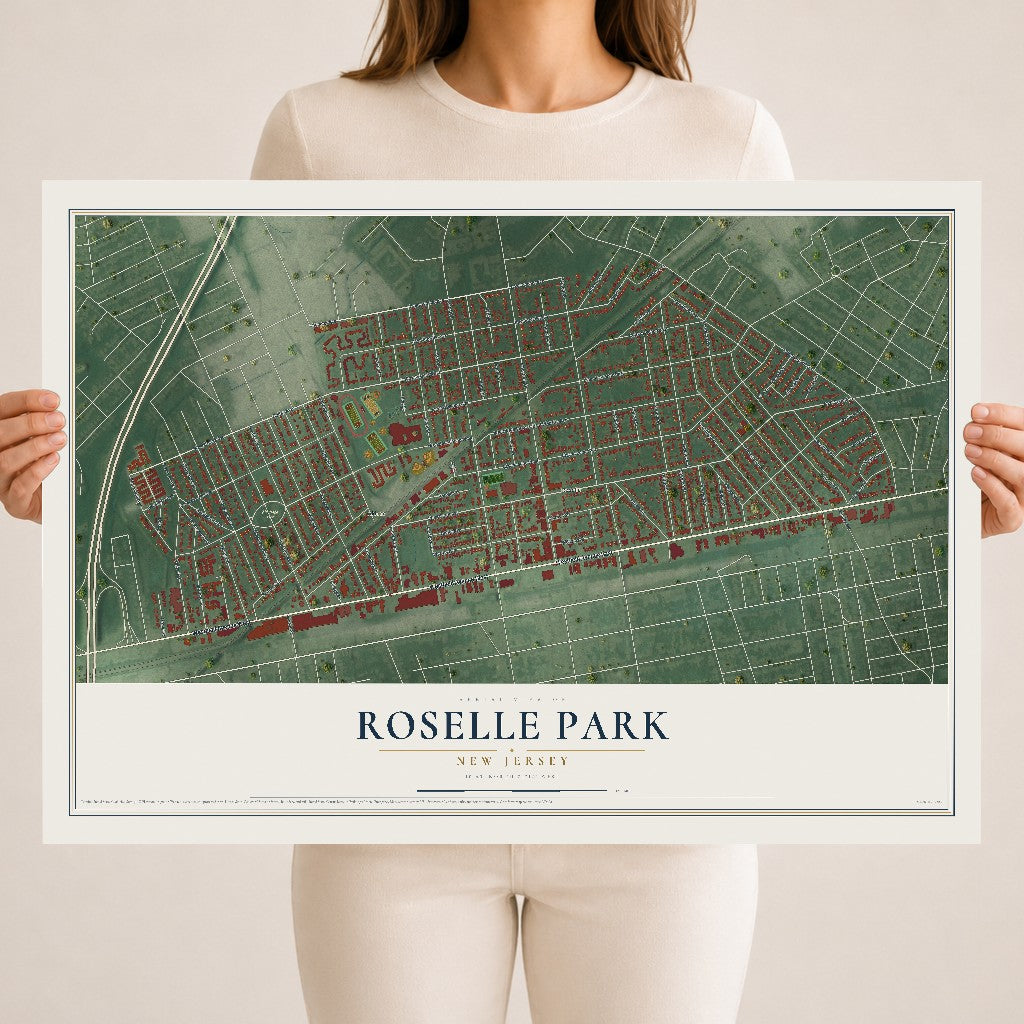 Roselle Park, New Jersey map print, 18" x 24" Archival Matte Print mockup