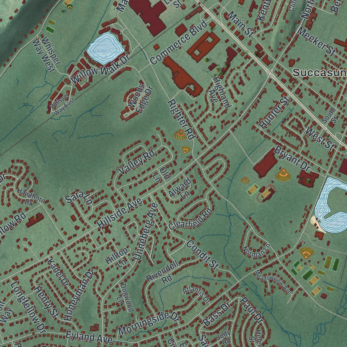 Close-up 2 of the Roxbury, New Jersey map artwork