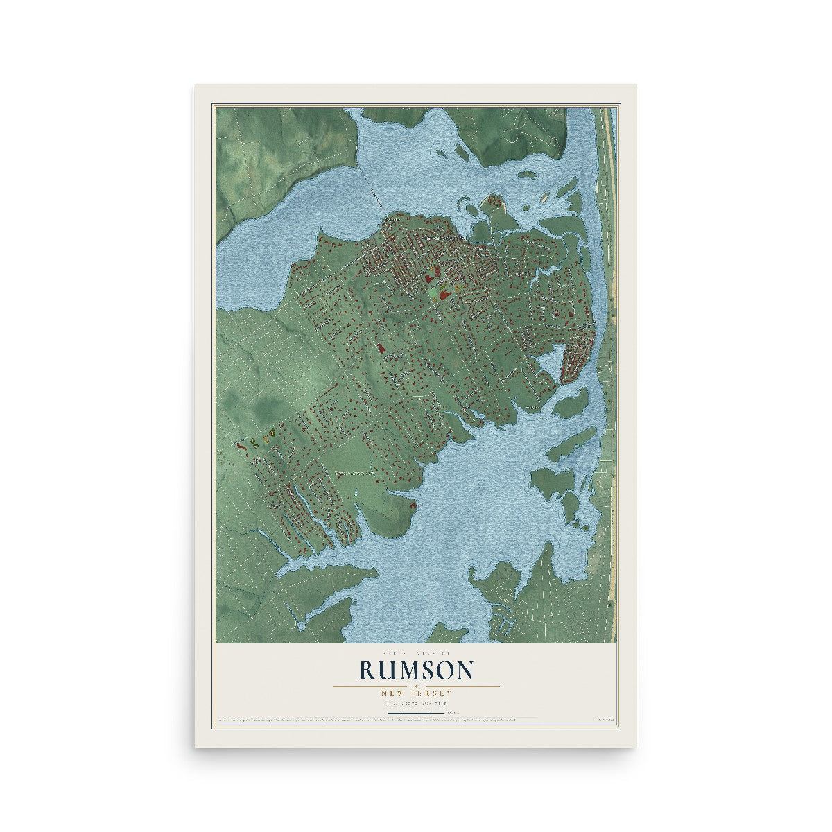 Rumson, New Jersey map print, 12" x 18" Archival Matte Print mockup
