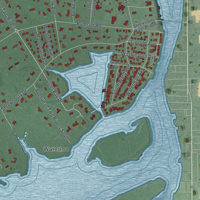 Close-up 2 of the Rumson, New Jersey map artwork