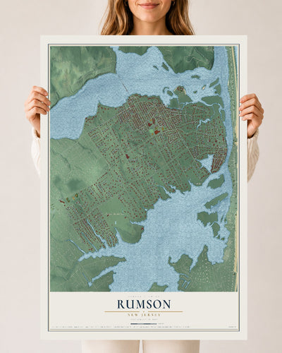 Rumson, New Jersey map print, 24" x 36" Archival Matte Print mockup