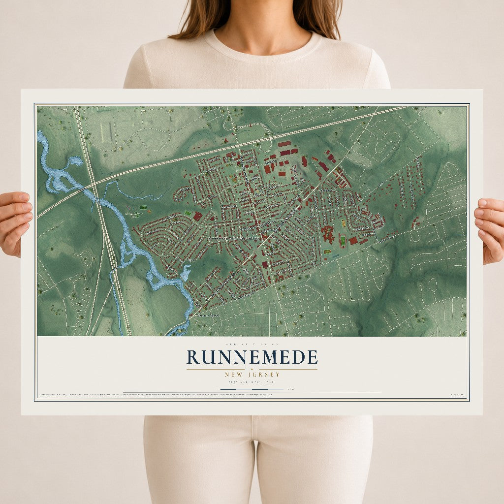 Runnemede, New Jersey map print, 18" x 24" Archival Matte Print mockup