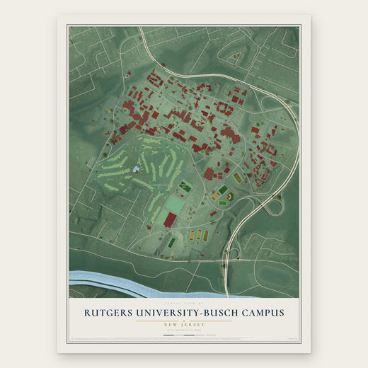 Rutgers University-Busch Campus, New Jersey map print, the full design