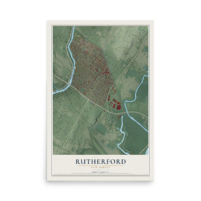 Rutherford, New Jersey map print, 12" x 18" Archival Matte Print mockup