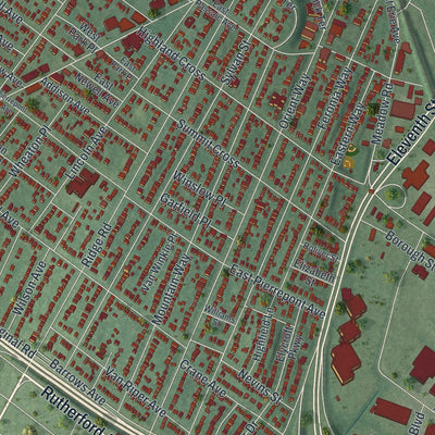 Close-up 1 of the Rutherford, New Jersey map artwork