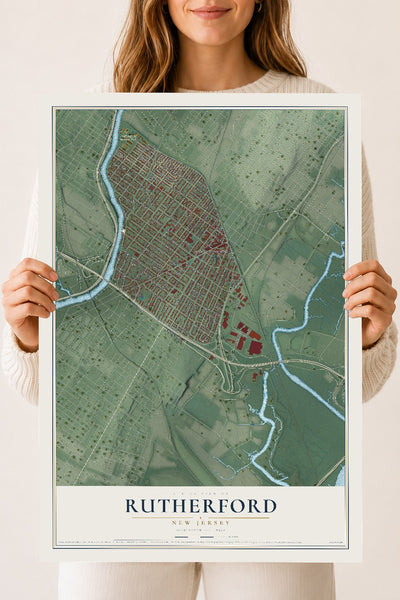 Rutherford, New Jersey map print, 18" x 24" Archival Matte Print mockup