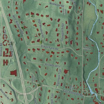 Close-up 1 of the Saddle River, New Jersey map artwork