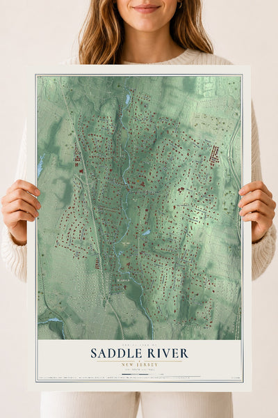 Saddle River, New Jersey map print, 18" x 24" Archival Matte Print mockup
