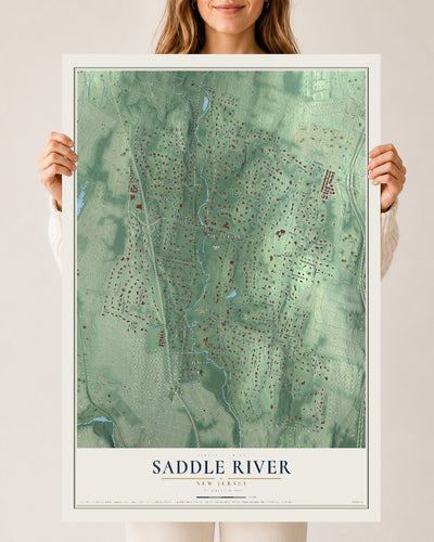 Saddle River, New Jersey map print, 24" x 36" Archival Matte Print mockup